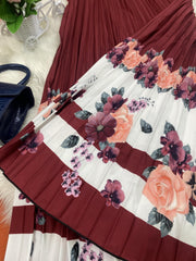 Floral Print Elastic Waist A-line Skirt Plus Size