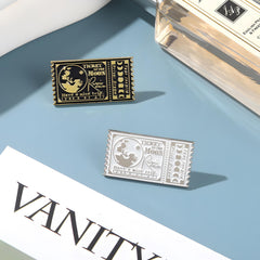 Metal Retro Movie Ticket Brooch For Backpack Bag