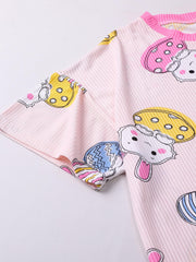 Easter Pajamas Set Women's Plus Cartoon Bunny & Easter Egg Print
