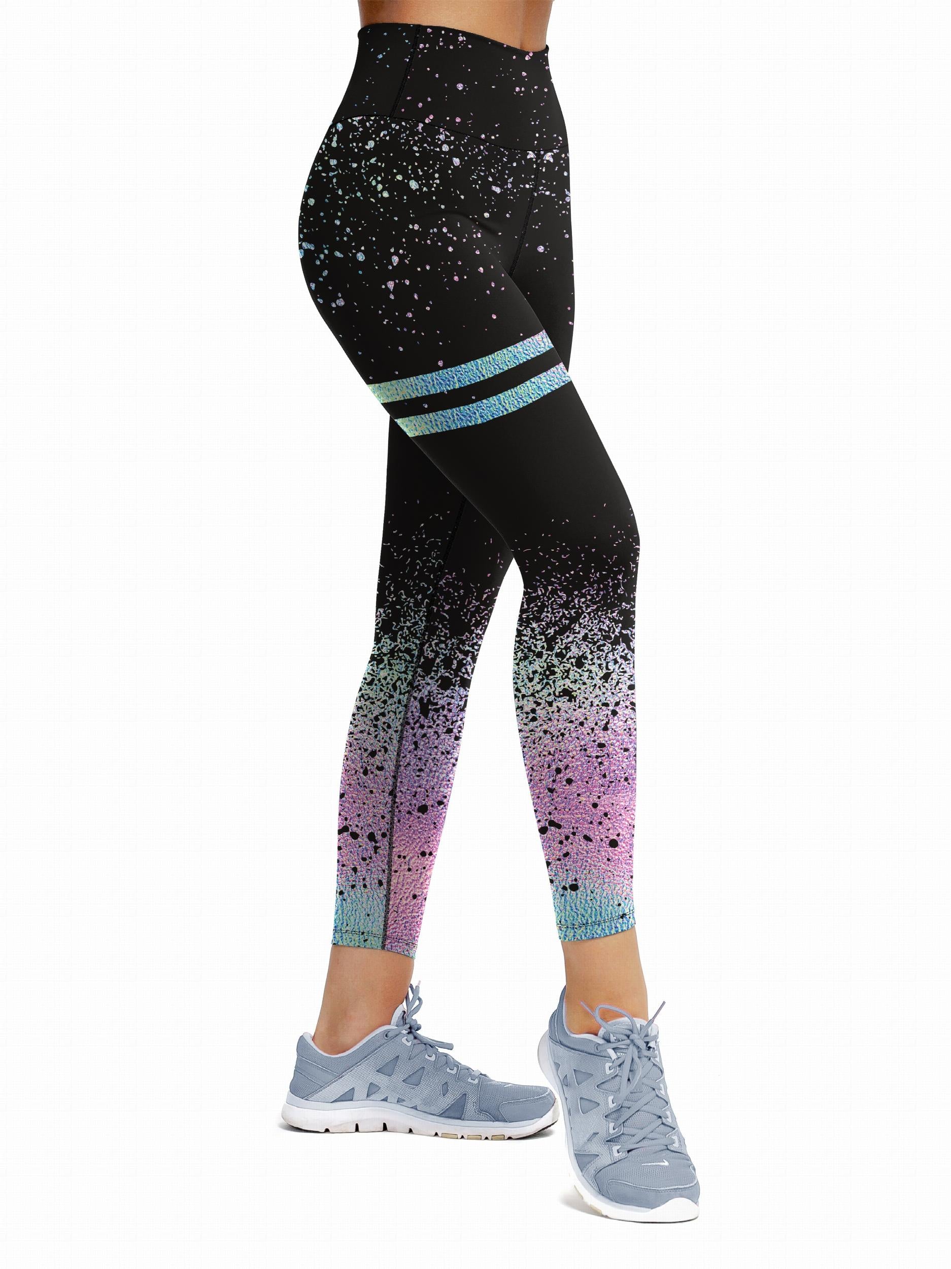 Sparkly Print Fitness Yoga Pants Slim Fit Leggings Women