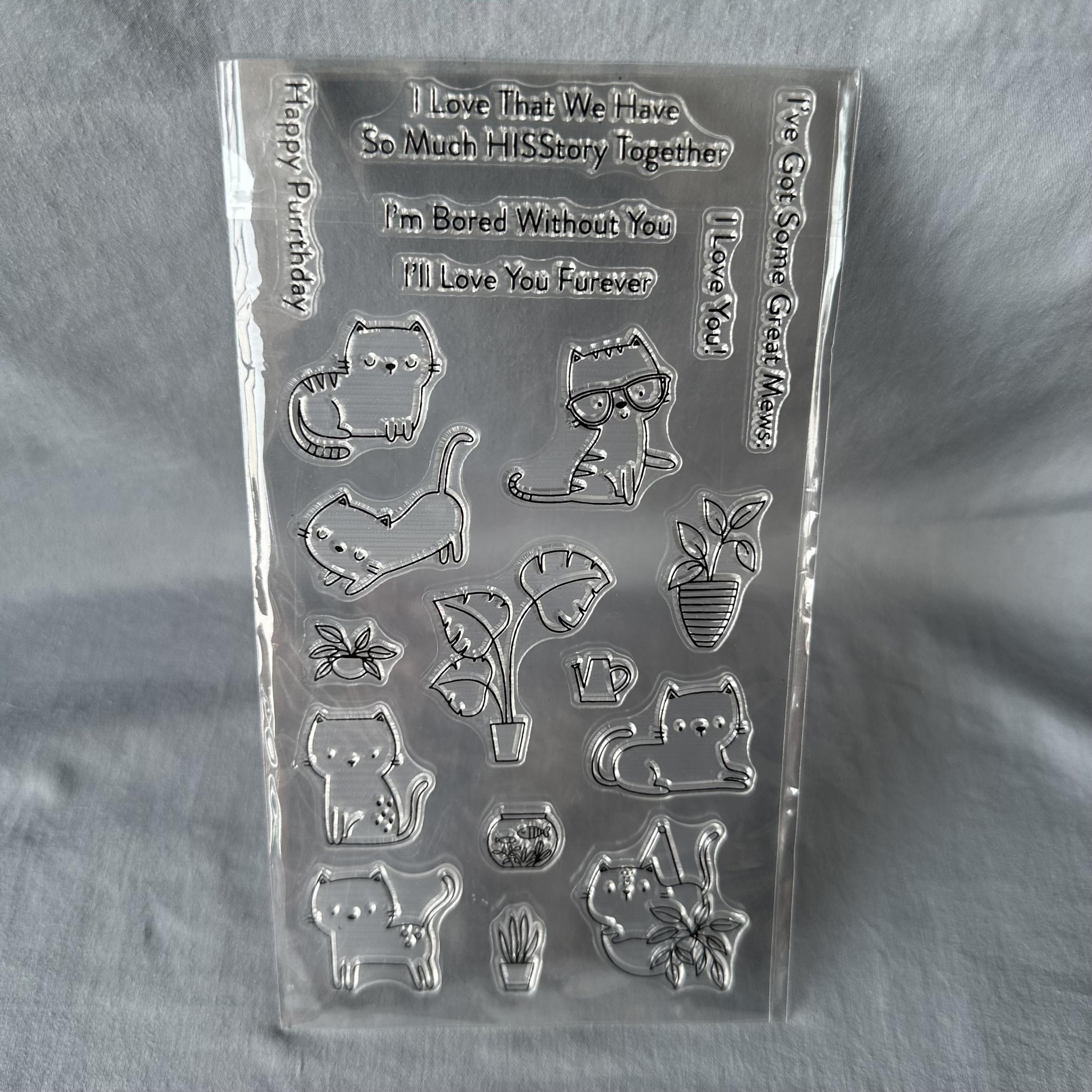 Animal Stamp Cat Background Birthday Card Silicone Stamp DIY Scrapbooking