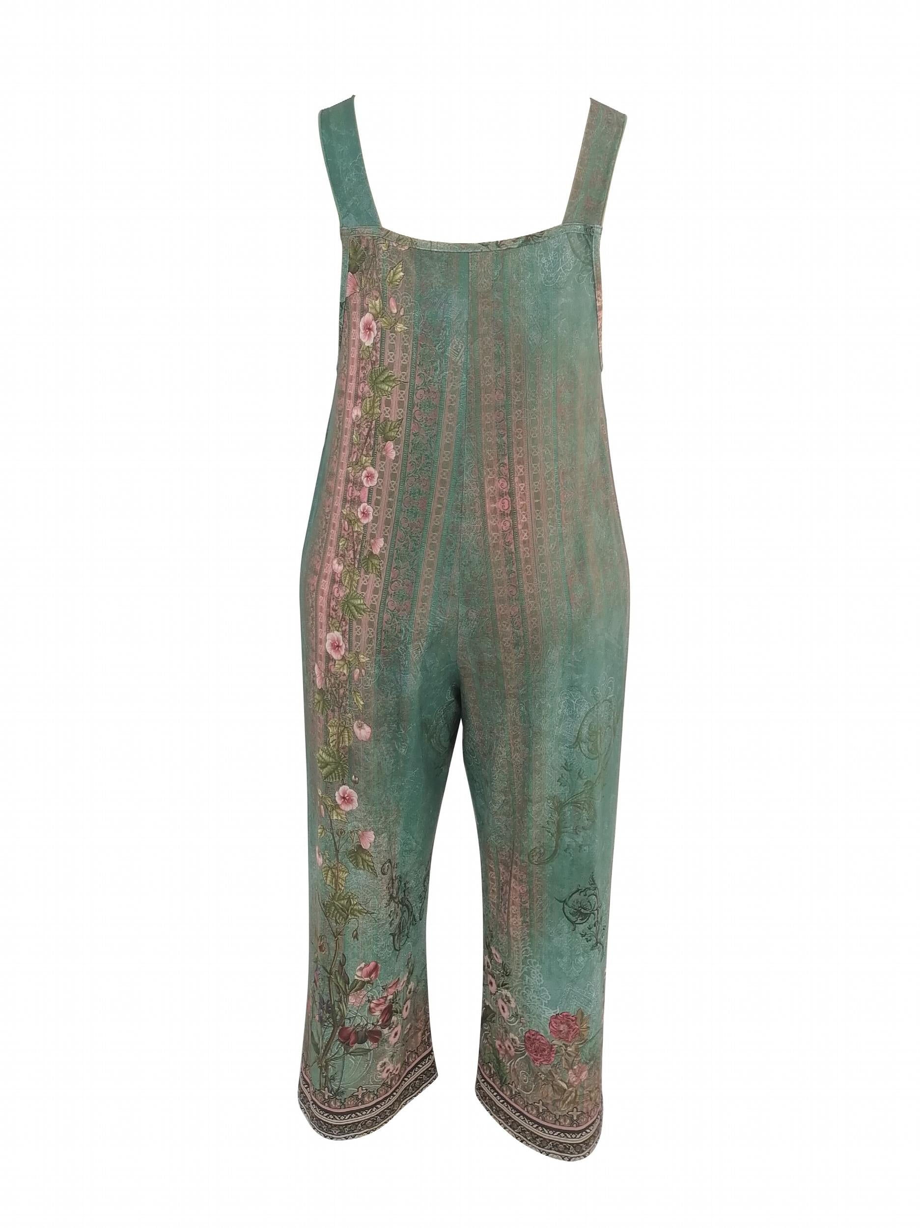 Plus Floral Print Wide Leg Stretch Jumpsuit