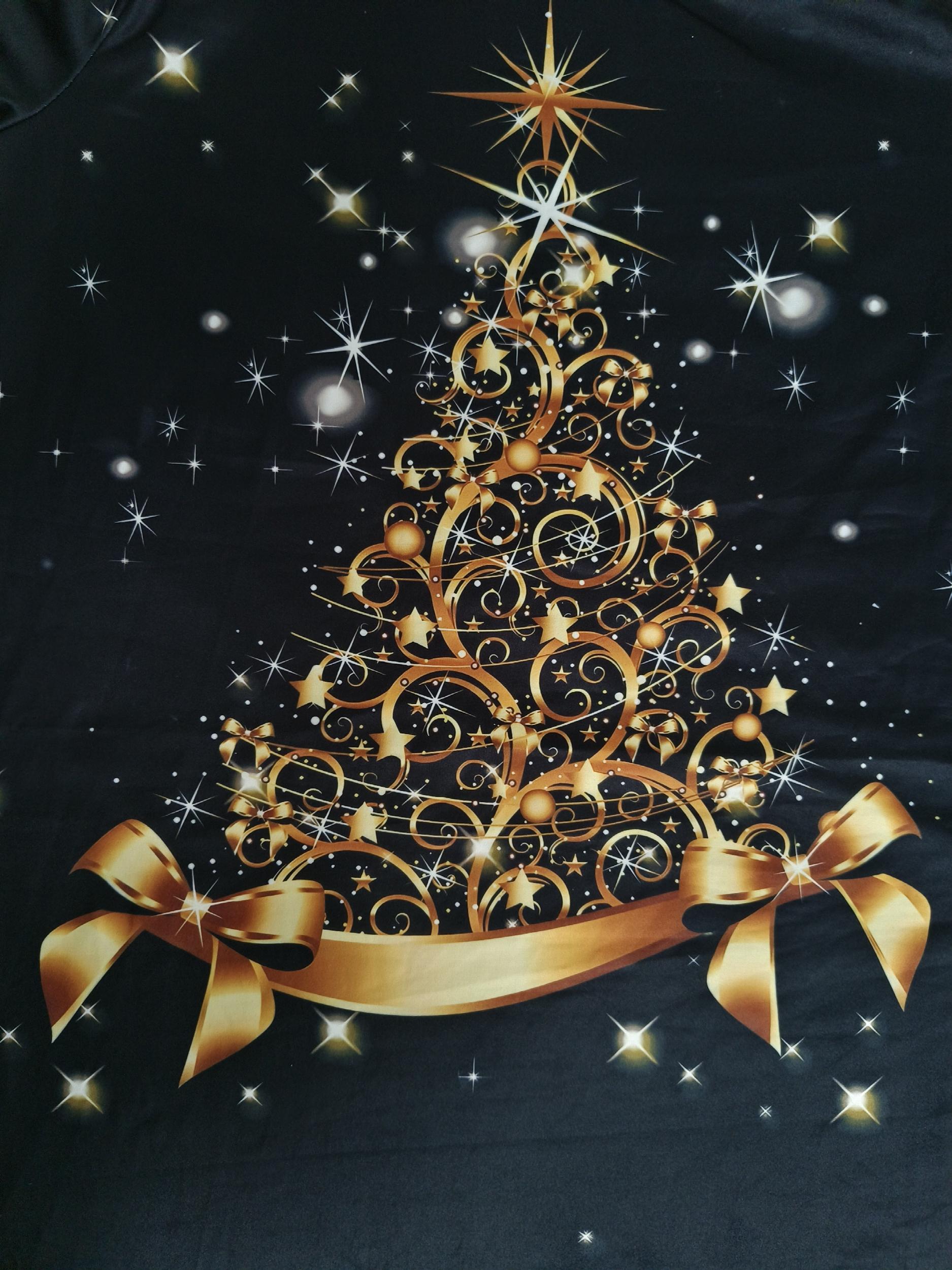 Glitter Christmas Tree Print One Shoulder Dress