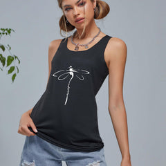 Dragonfly Graphic Sleeveless Tank Top Women's Summer Casual Loose Sports Shirt