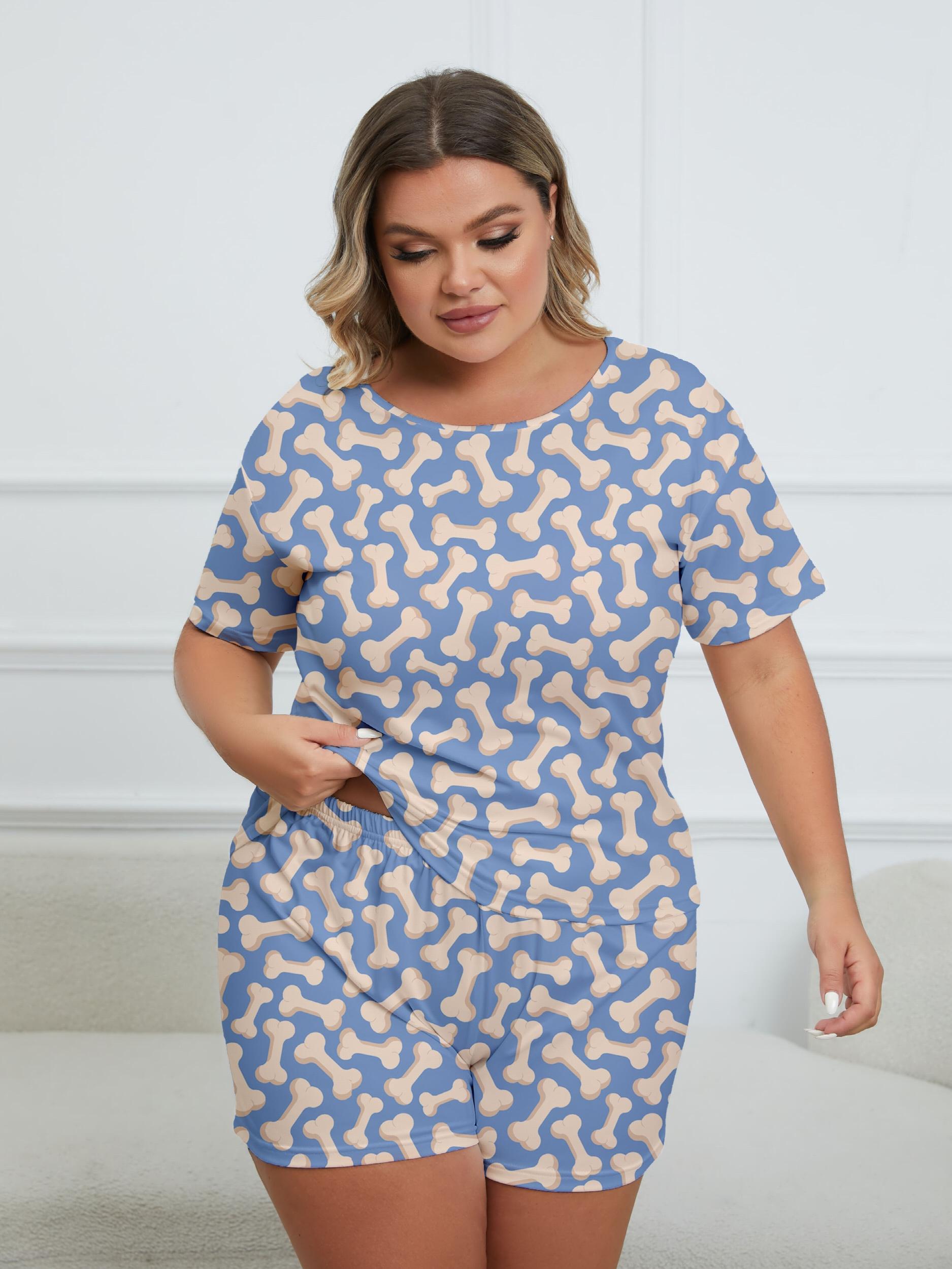 Bone Print Tee & Shorts Pajama Set