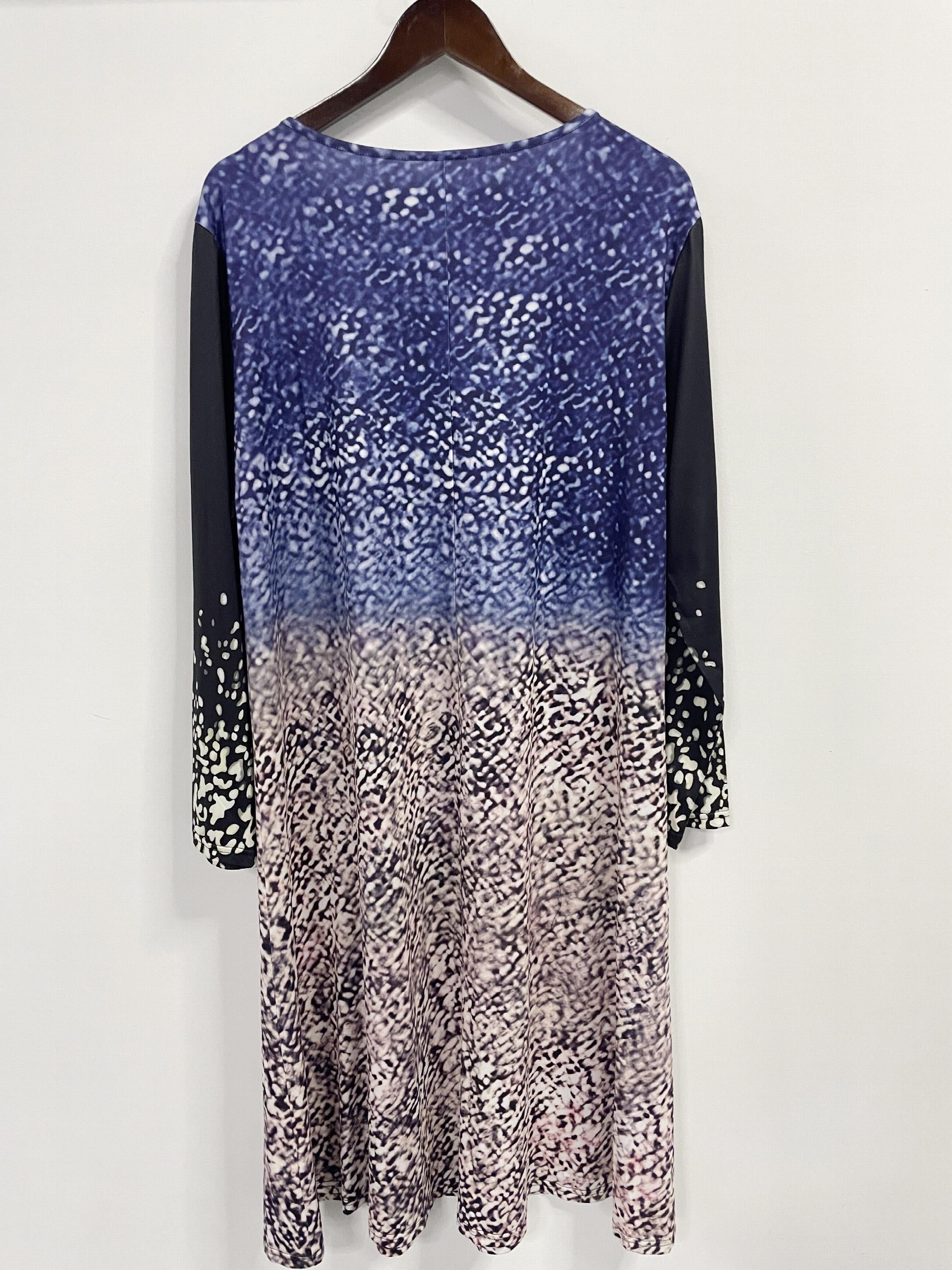 Casual Dress Women's Plus Print Three Quarter Sleeve Maxi Dress