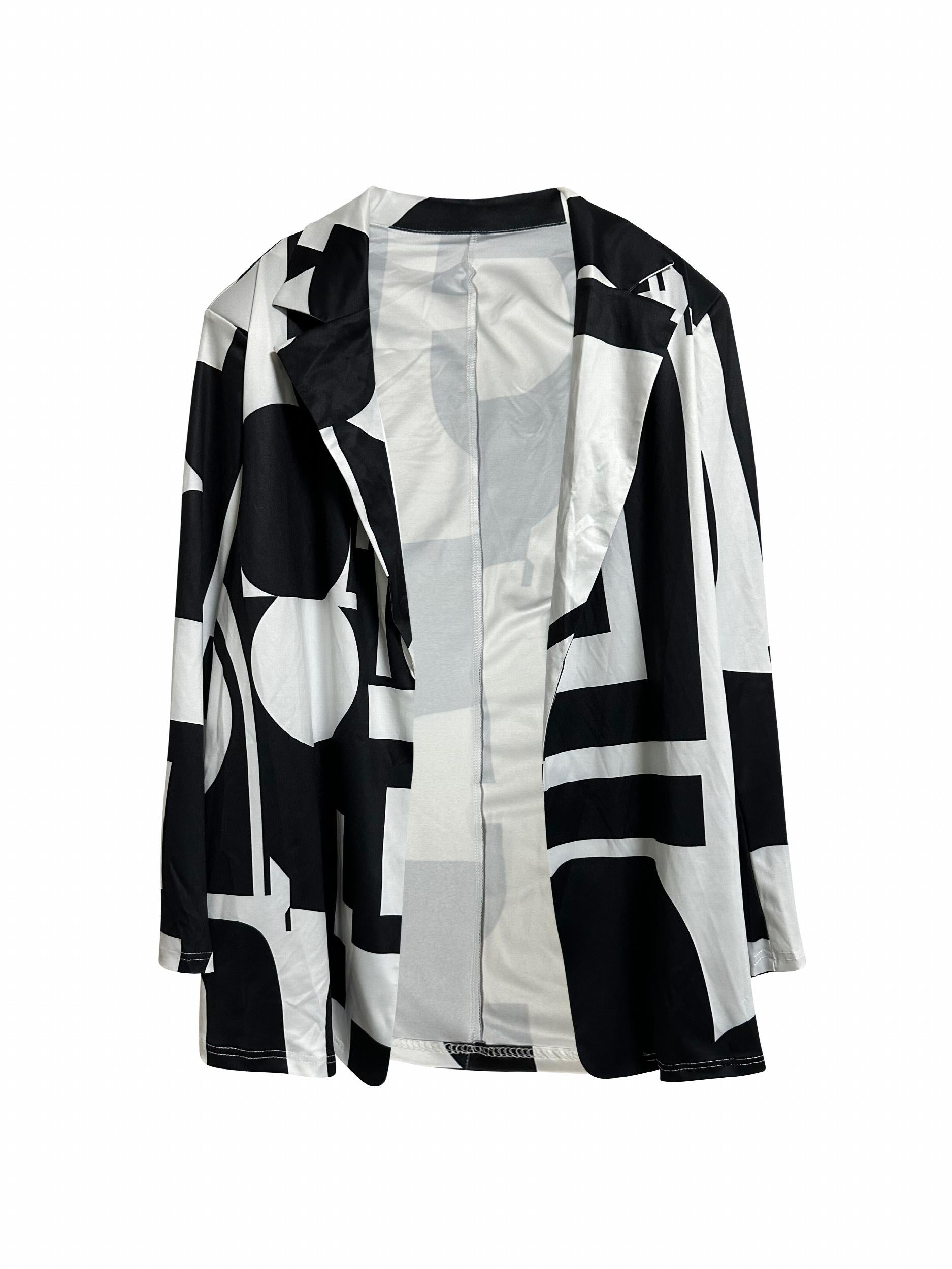 Women's Plus Geo Print Long Sleeve Coat & Pants Set