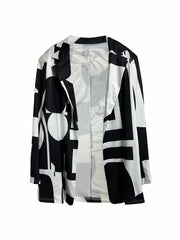 Women's Plus Geo Print Long Sleeve Coat & Pants Set
