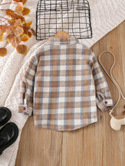 Baby Girls Plaid Shirts Button Down Lapel Long Sleeve Spring And Autumn
