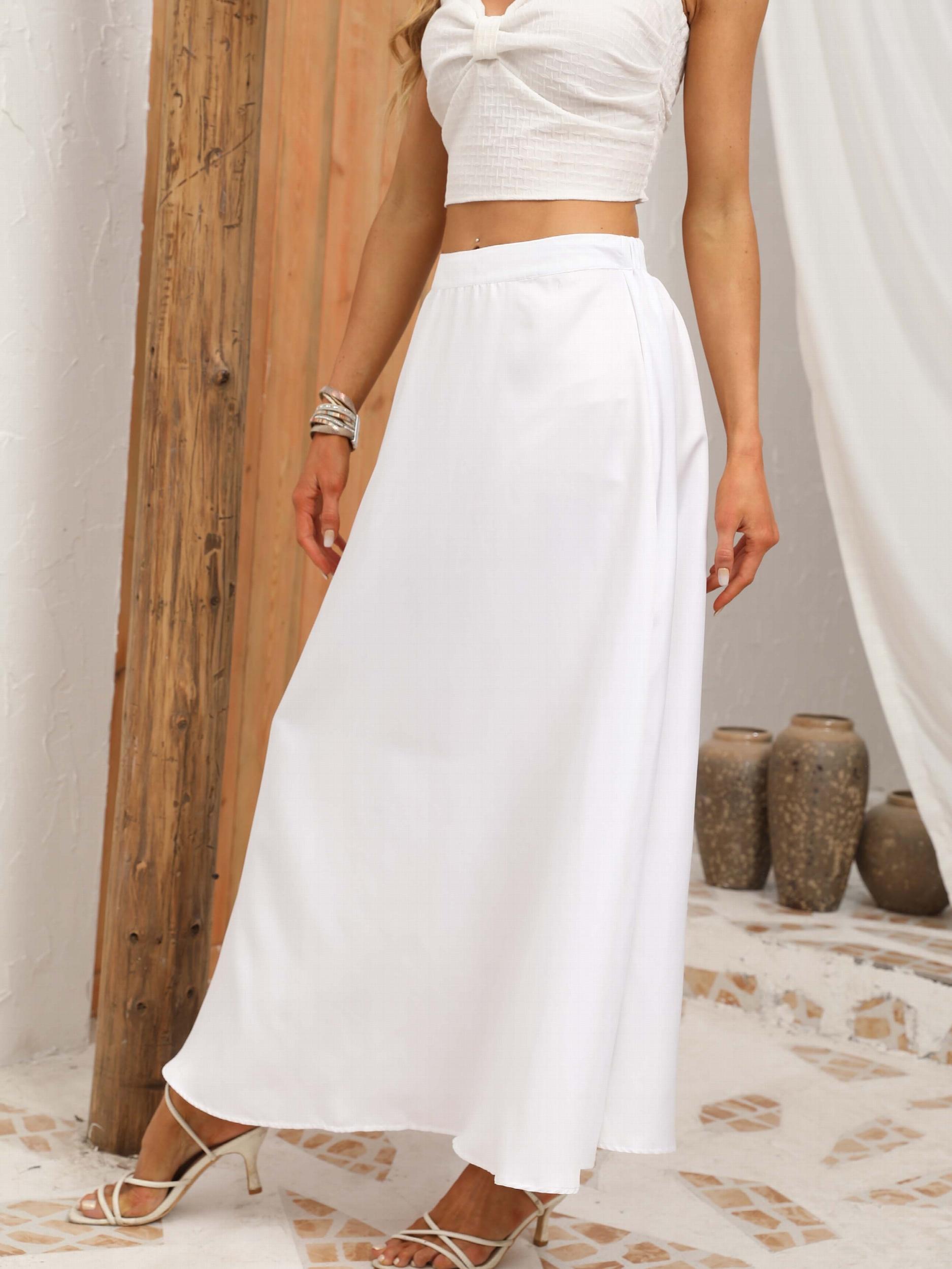 High Waist Flared Maxi Skirt Women's Clothing