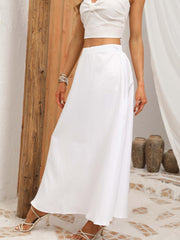 High Waist Flared Maxi Skirt Women's Clothing