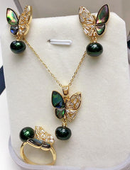 Freshwater Pearl Butterfly Abalone Bedietray Set