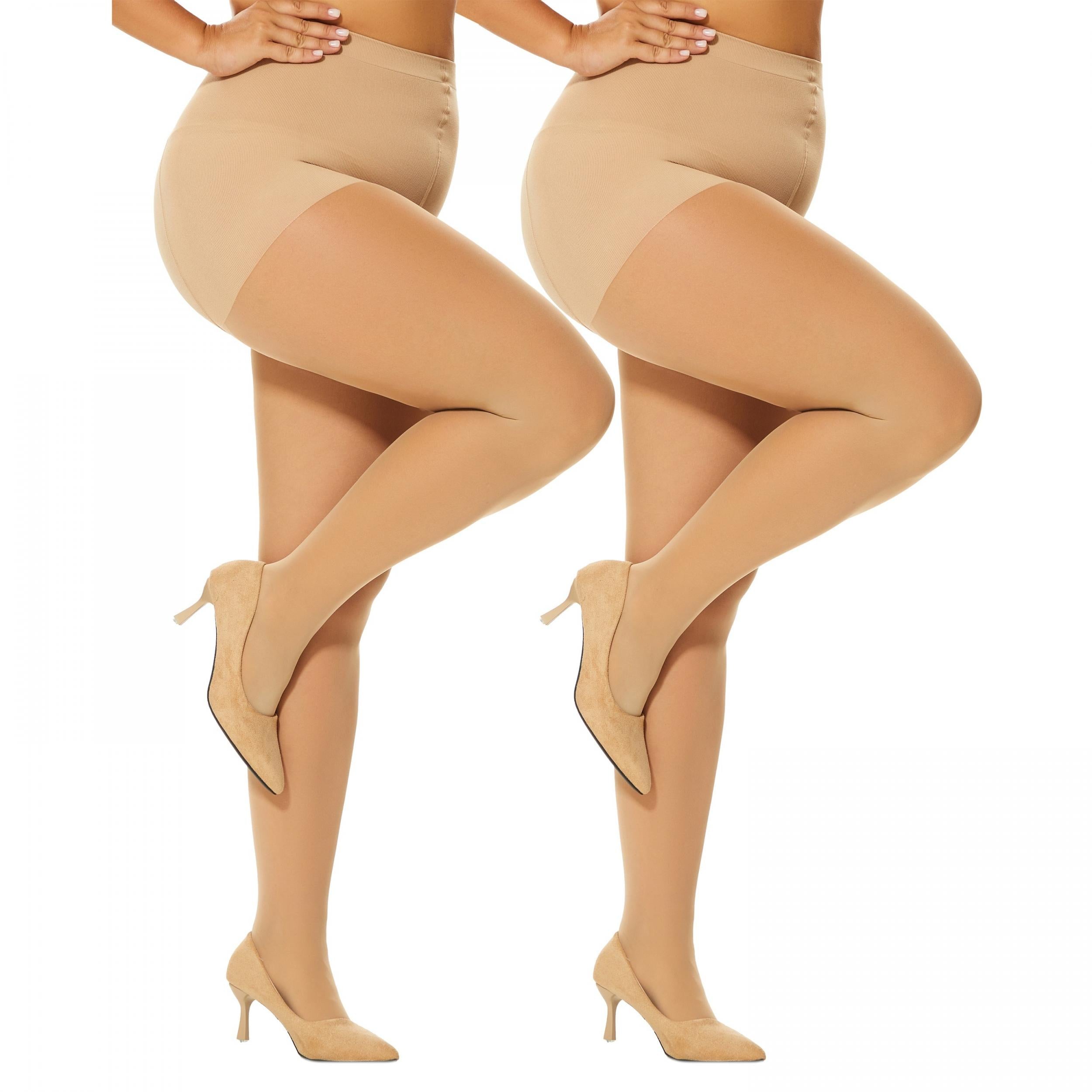 2 Pairs Plus Size Colorblock Sheer Pantyhose Set