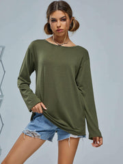 Long Sleeve Sports Casual Top Round Neck Running Shirt
