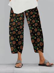 Vintage Floral Print Pants Casual Wide Leg Summer Pants