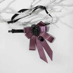 Baroque Style Purple Crystal Pendant Bow Tie