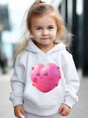 2pcs Heart Graphic Hoodies Pants Set Girls