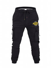 Men's Casual World Print Pockets Drawstrings Cargo Pants