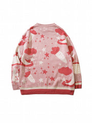 Cartoon Rabbit Pattern Knitted Sweater Men's Casual Warm Pullover