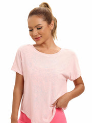Sports Yoga Short Sleeve T Shirt Solid Casual Workout Running Top