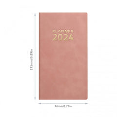 A6 English Calendar Book Faux Leather Monthly Index Notebook Daily Planner