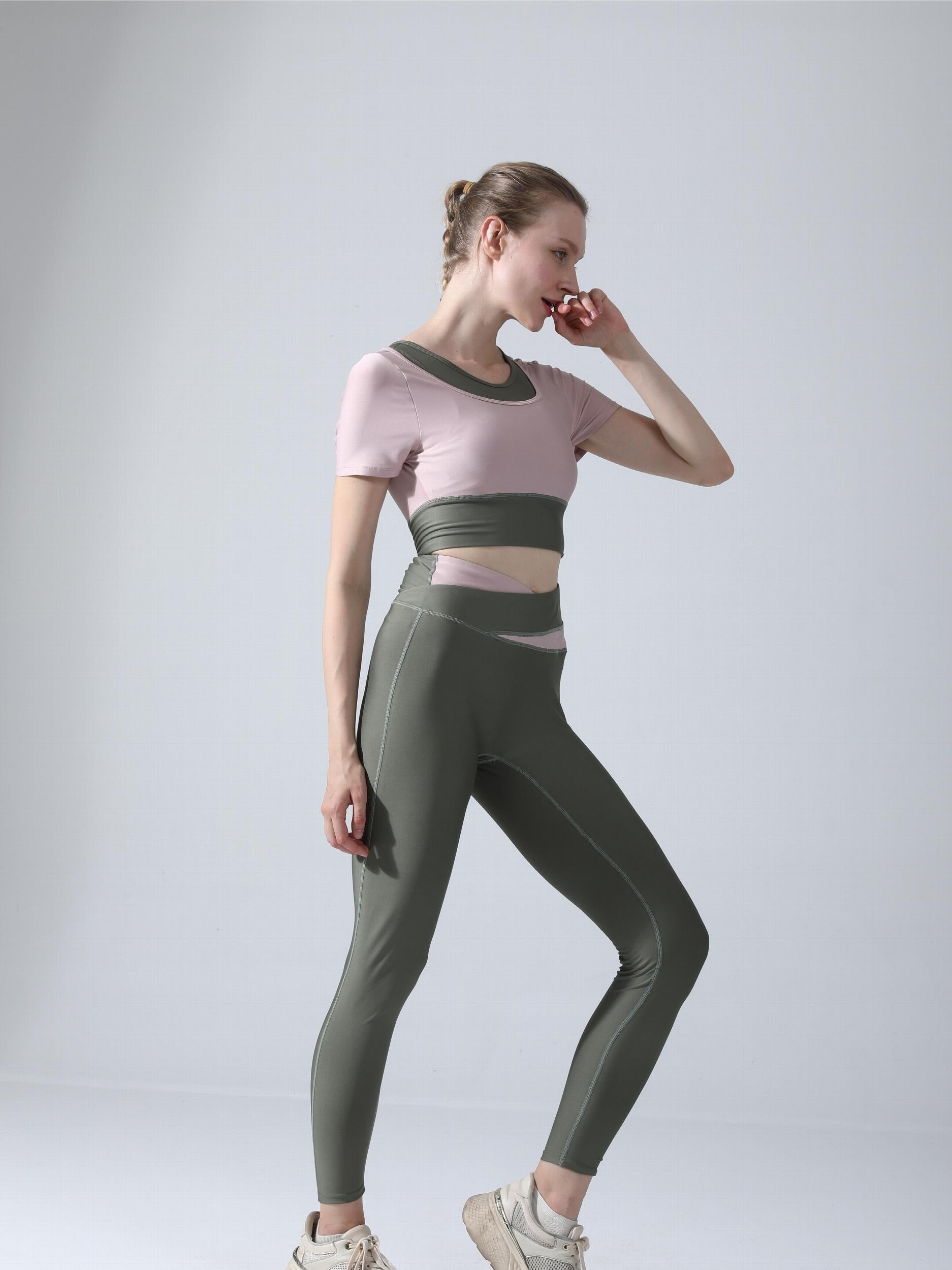 High Waist Women's Short Sleeved Sports Suit