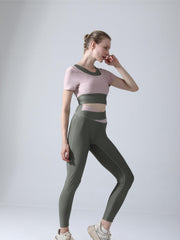 High Waist Women's Short Sleeved Sports Suit