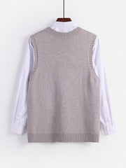 Men's V Neck Knitted Sweater Vest for Autumn Winter