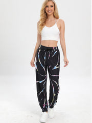 Colorful Print Sports Sweatpants Drawstring Elastic Waist
