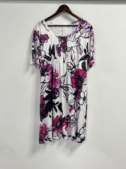 Floral Print Short Sleeve Pleated Dress With Pockets
