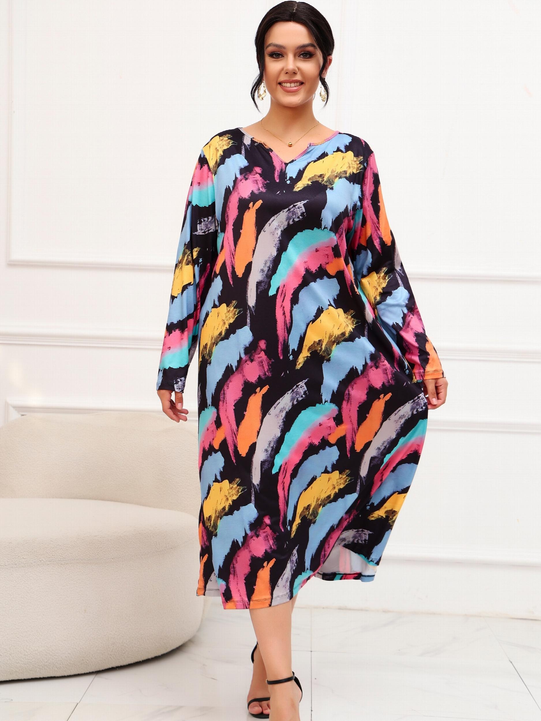 Brush Print Long Sleeve Nightdress