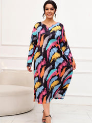 Brush Print Long Sleeve Nightdress