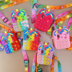 Girls Unicorn Crossbody Bag With Pop Toy For Kids
