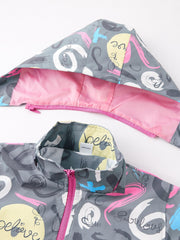 Girls' Graffiti Print Hooded Windbreaker Jacket