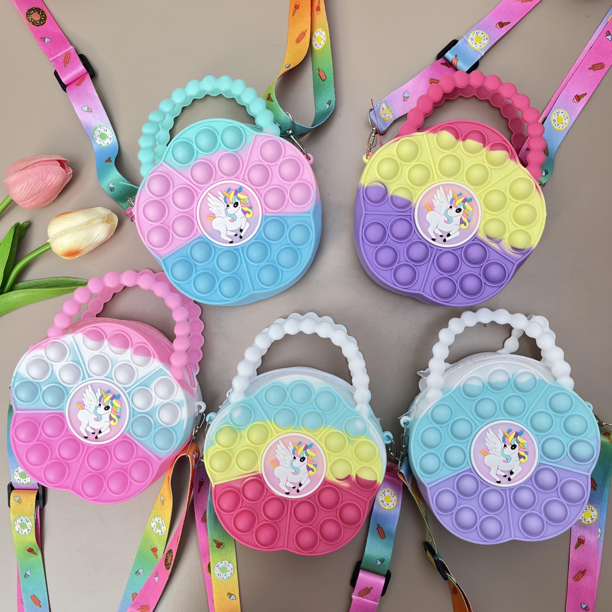 Colorful Silicone Flower Unicorn Crossbody Bag Coin Purse Wallet