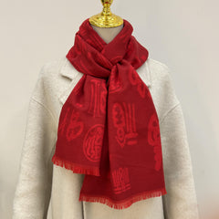Red Scarf Happy Year's Scarf Cold Weather Wrap For Women Girls