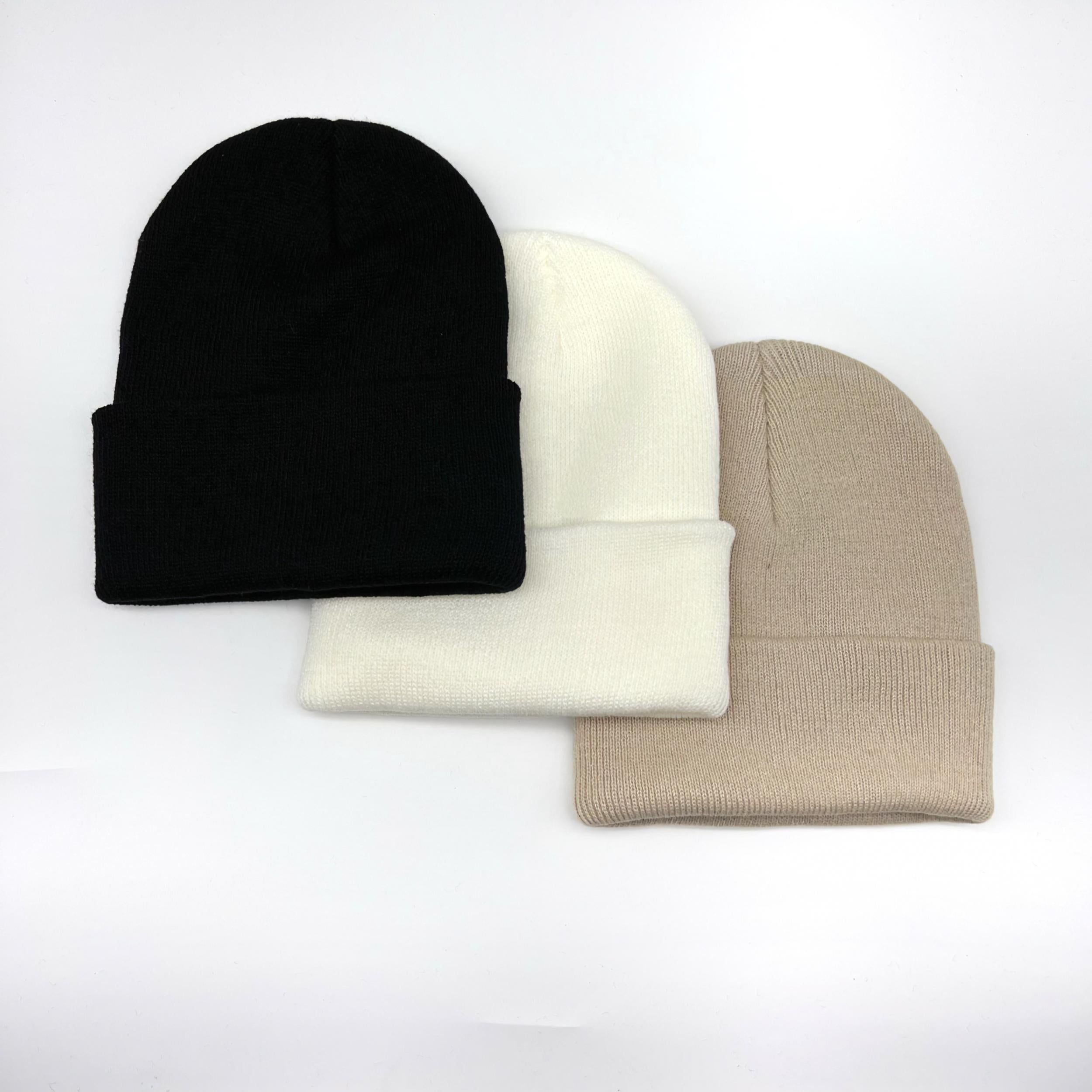 3pcs Winter Beanie Skull Cap Knitted Hat For Men And Women