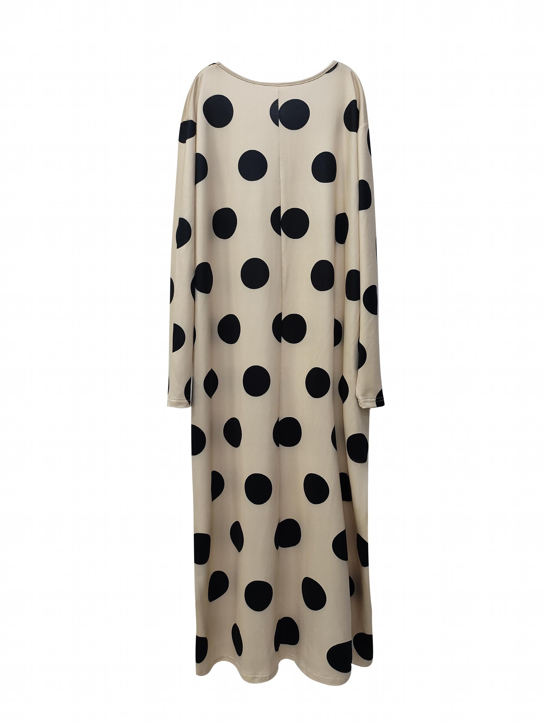 Dot Print Maxi Dress with Pockets