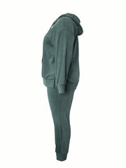 Solid Hoodie & Joggers Two Piece Set with Pockets