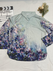 Women's Plus Floral Print Button Up Blouse