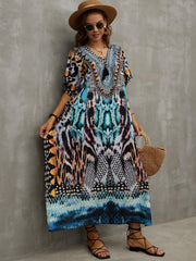 Boho Cover Up Dress Women's Plus Animal Skin Print Tassel Decor