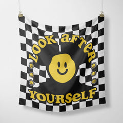Smiling Face Bandana Hip Hop Square Scarf Headband Handkerchief Women