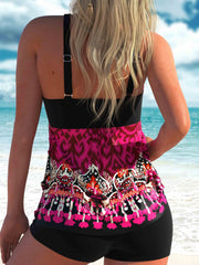 Geometric Print Tank Top & Shorts Swimsuit Set