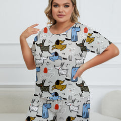 Cartoon Dog Print Lounge Set