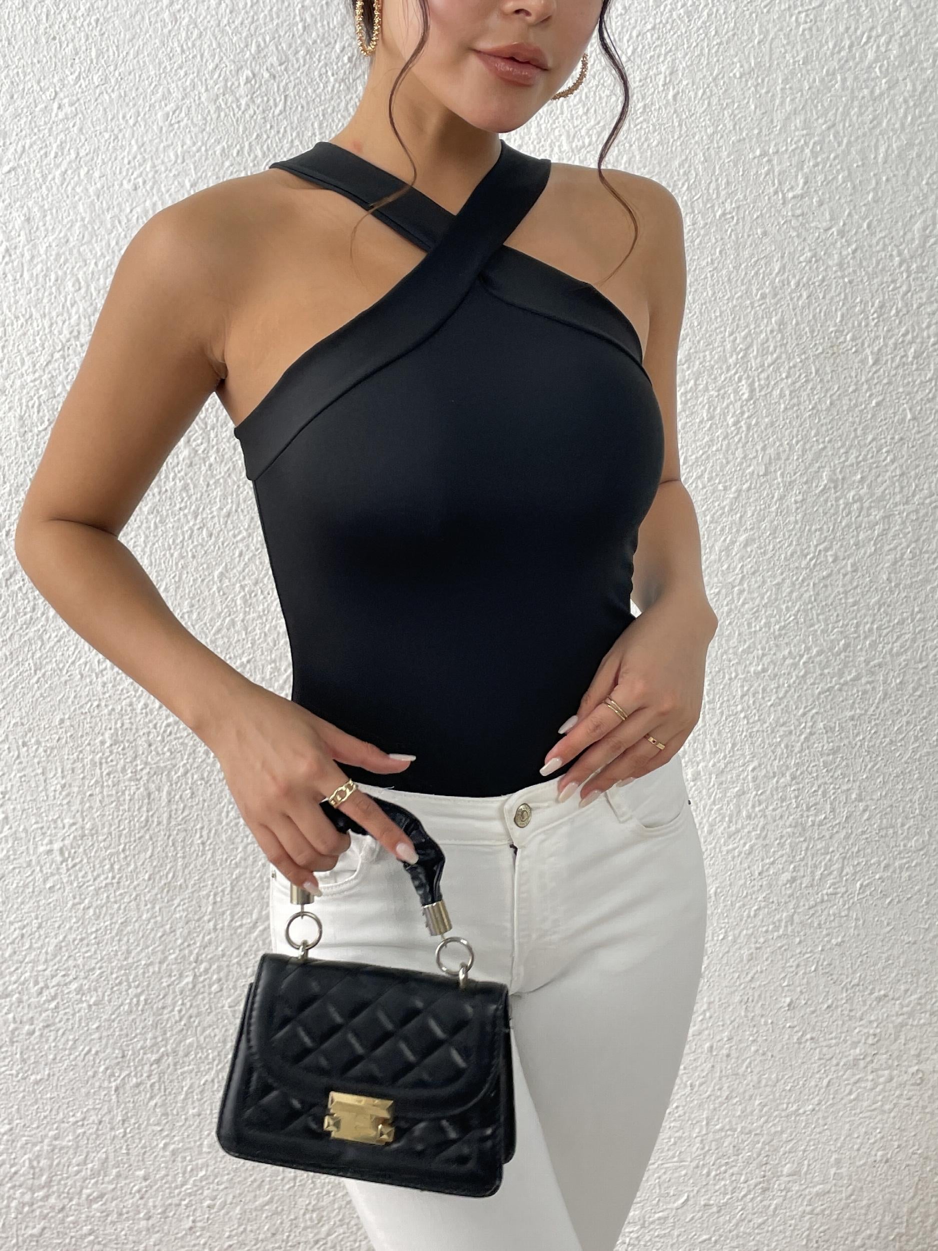 Criss Cross Tank Top Halter Neck Sleeveless