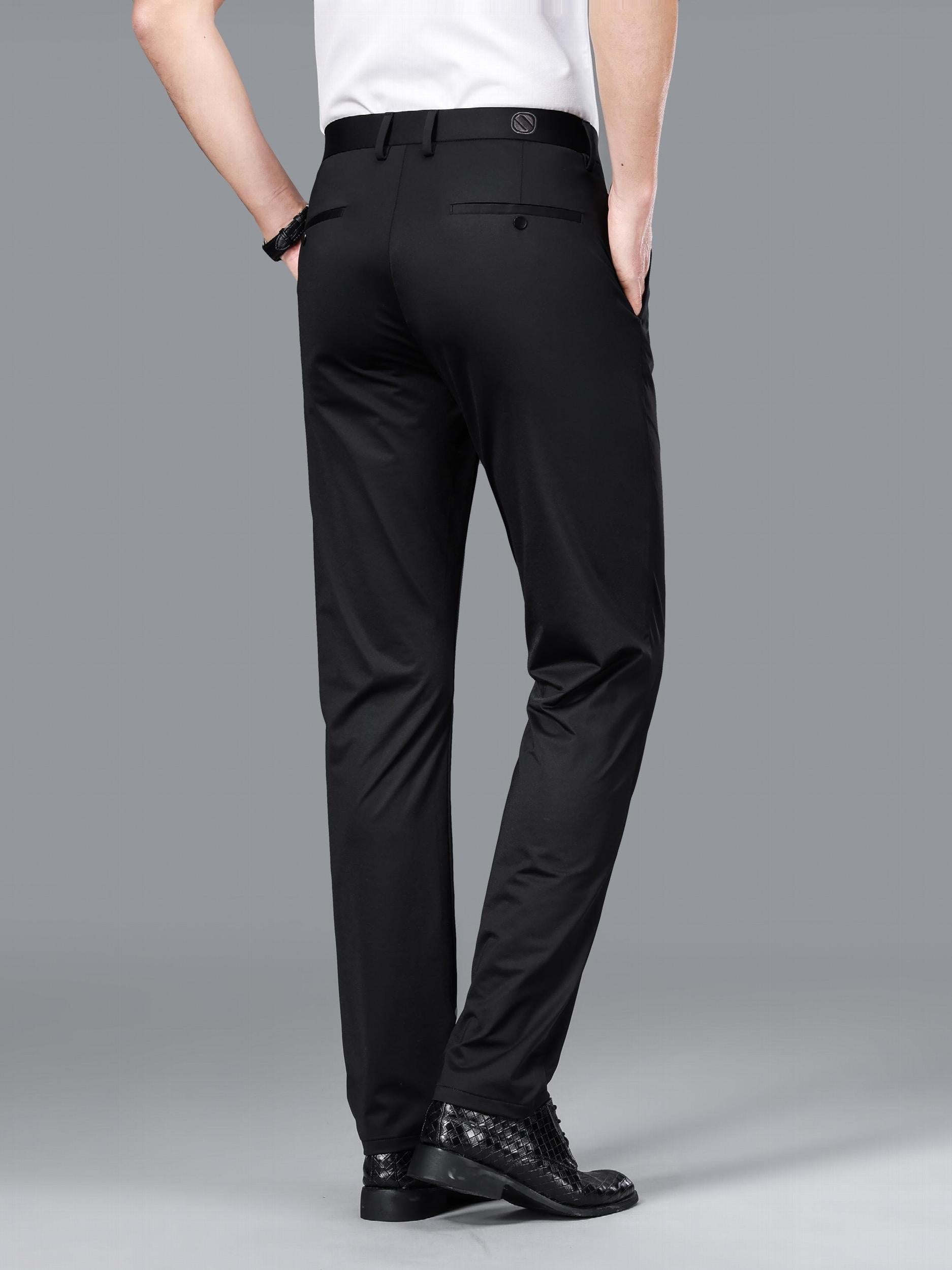 Men's Formal Solid Mid Stretch Dress Pants For Business
