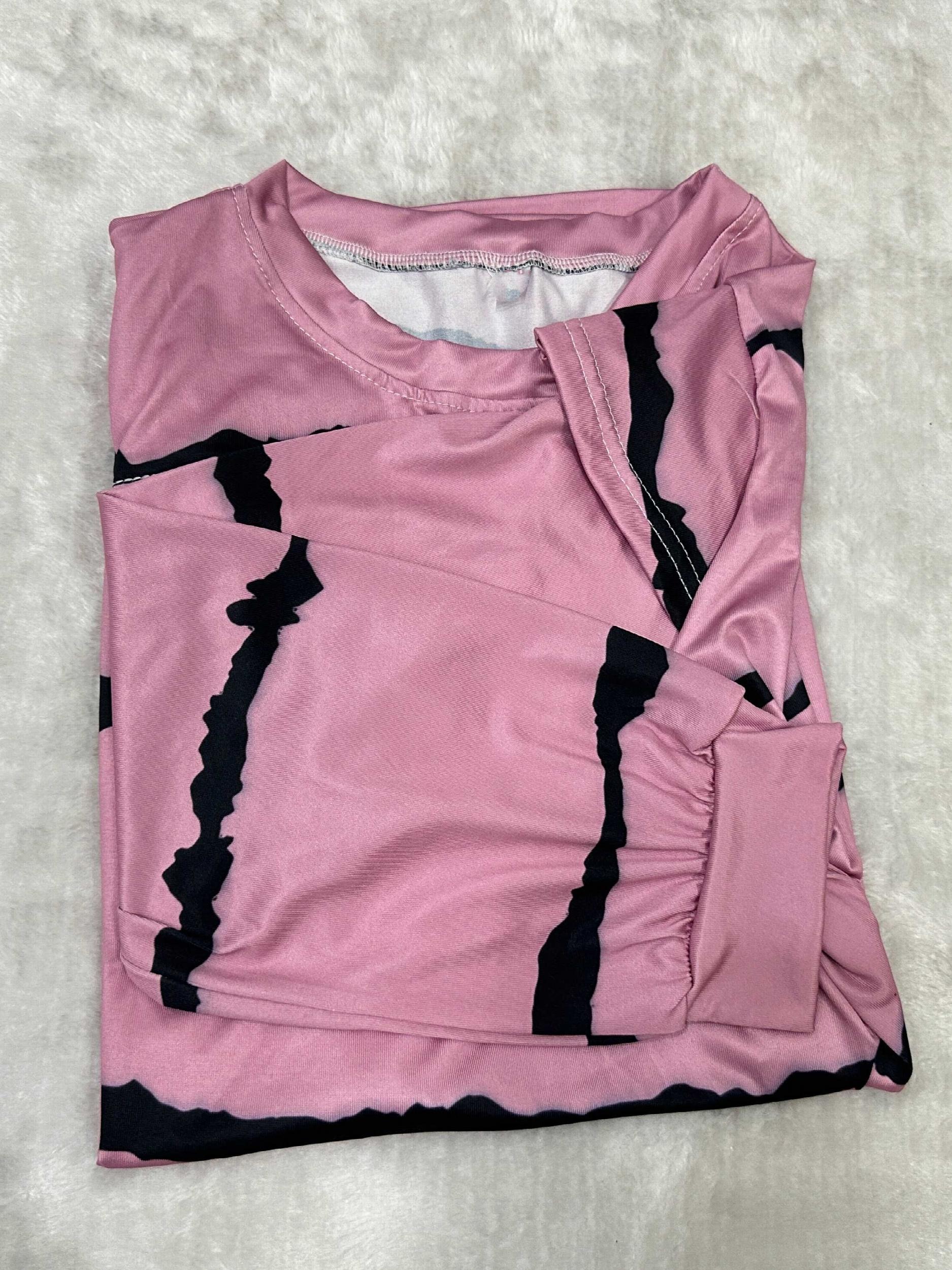 Striped Print Crew Neck Sweatshirt for Women