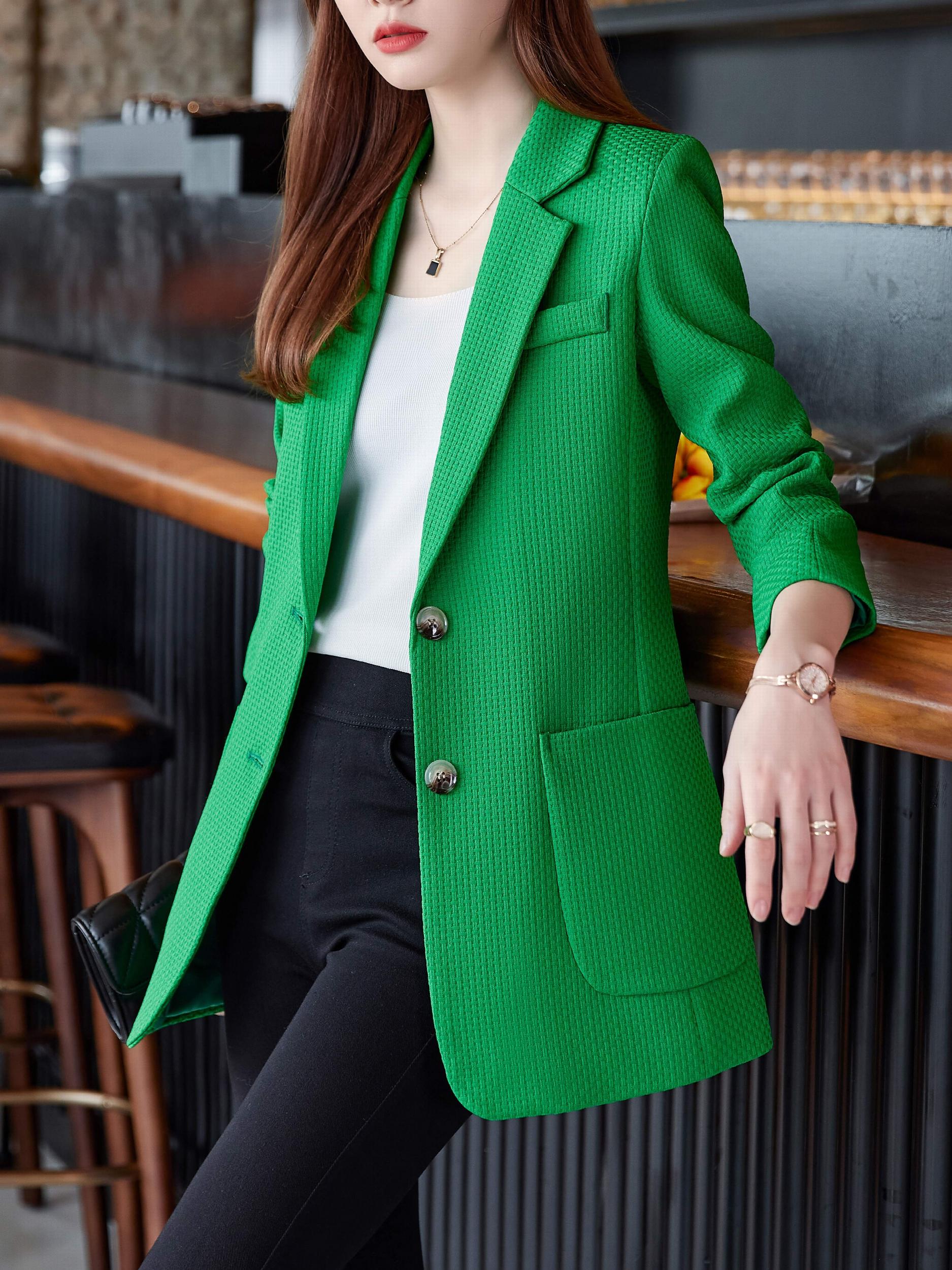 Solid Blazer Lapel Long Sleeve Work Office Outerwear Women's Clothing