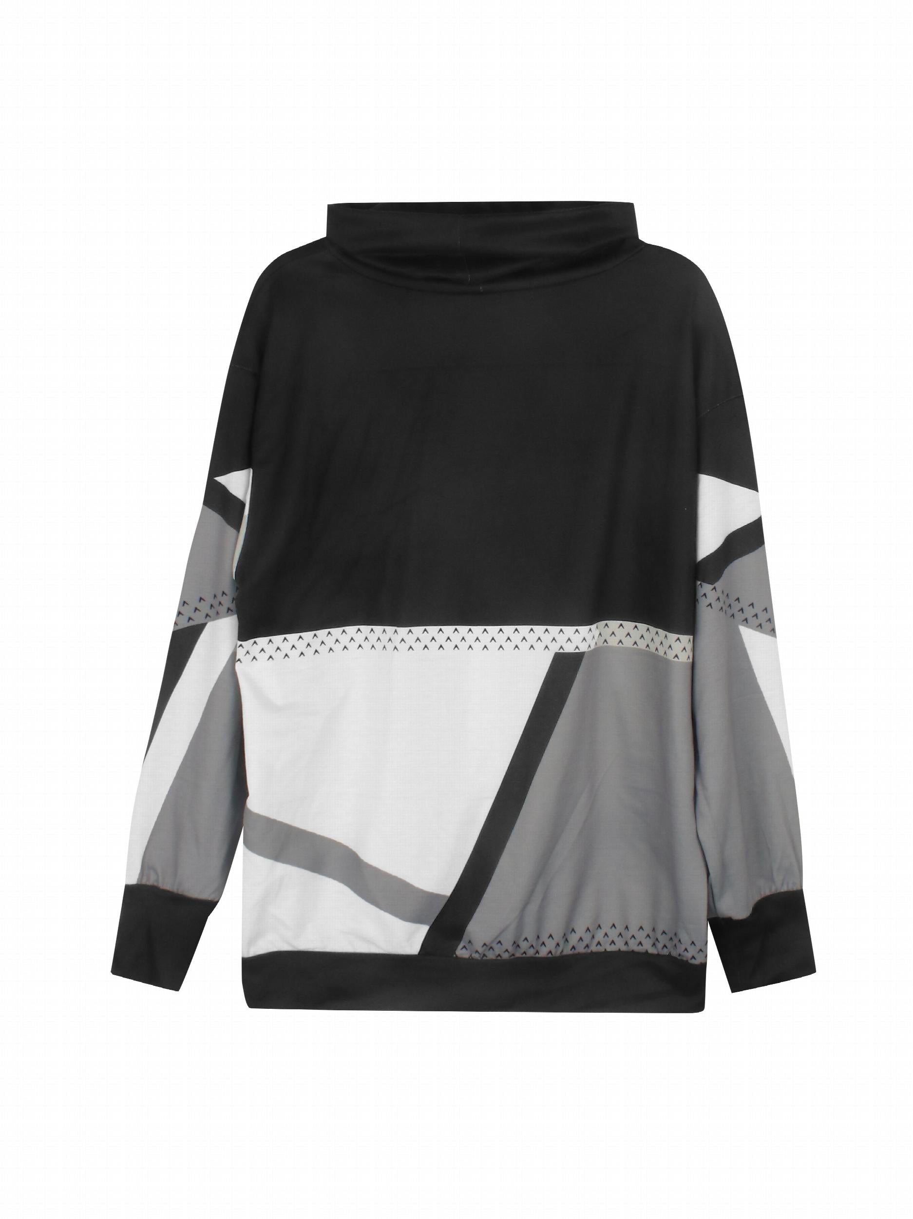 Block Turtle Neck Sweatshirt for Women