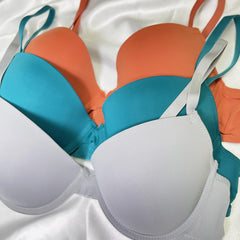 3pcs Solid T Shirt Bras Push Up Bra Women's Lingerie & Underwear